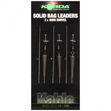 Korda Solid Bag Leaders x 3 Ring Swivel Korda Solid Bag Leaders x 3 Ring Swivel