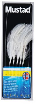 Mustad 5Hook White Feathers H3/0 ML50lb Mustad 5Hook White Feathers H3/0 ML50lb