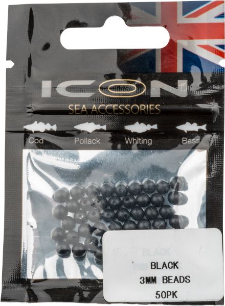 ICON Black 3mm Beads 50pk