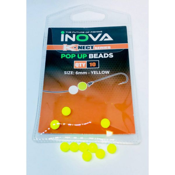 INOVA Pop Up Floating Beads Yellow 6mm - Angling Centre West Bay