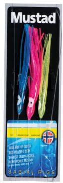 Mustad 3 Coloured Squid Rig H3/0 ML50lb Mustad 3 Coloured Squid Rig H3/0 ML50lb