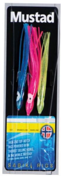 Mustad 3 Coloured Squid Rig H3/0 ML50lb