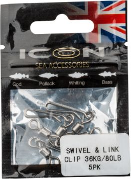 ICON Swivel & Link Clip 36kg/80lb 5pk ICON Swivel & Link Clip 36kg/80lb 5pk