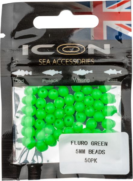 ICON Fluro Green 5mm Beads 50pk