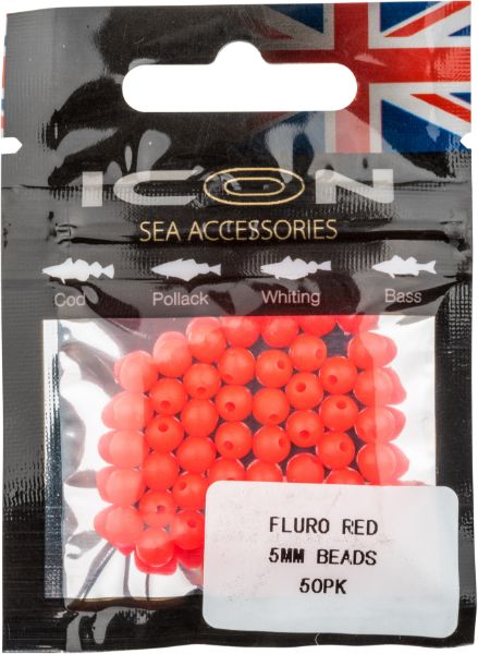 ICON Fluro Red 5mm Beads 50pk