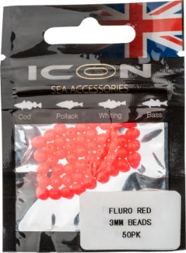 ICON Fluro Red 3mm Beads 50pk ICON Fluro Red 3mm Beads 50pk