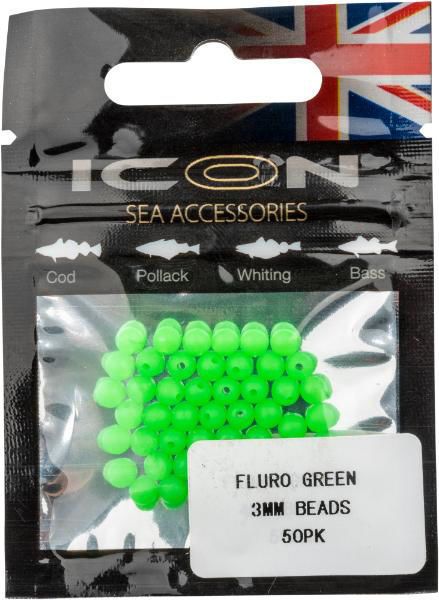 ICON Fluro Green 3mm Beads 50pk