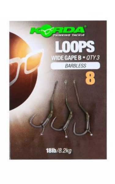 Korda Loop Rig DF Wide Gape Size 8 18LB Barbless