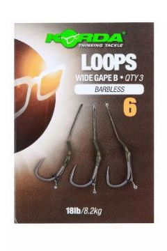 Korda Loop Rig DF Wide Gape Size 6 18LB Barbless Korda Loop Rig DF Wide Gape Size 6 18LB Barbless