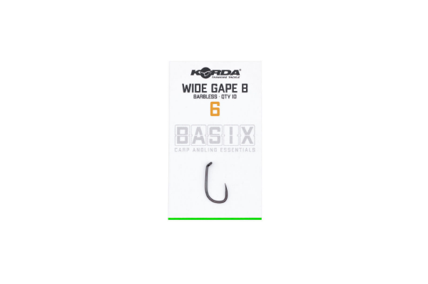 Korda Basix Wide Gape Size 6 Barbless