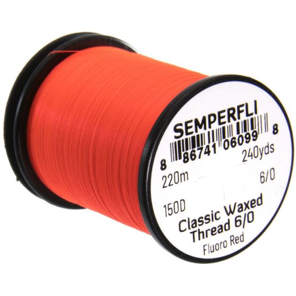 Semperfli Classic Waxed Thread 6/0 240 Yards Fluoro Red