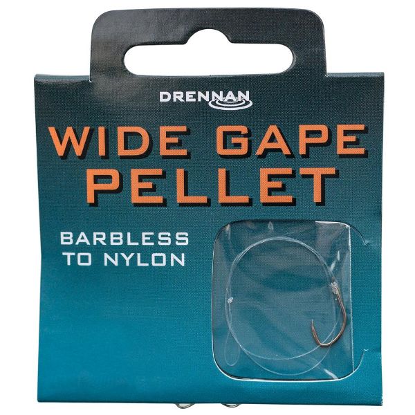 Drennan Wide Gape Pellet, Hooks To Nylon - Barbless