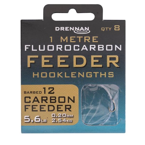 Drennan Fluorocarbon Feeder Hooklengths Carbon Feeder - Size 12