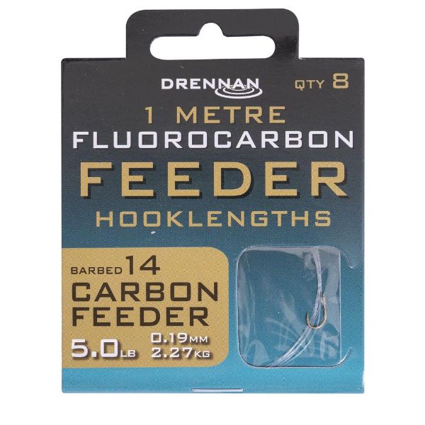 Drennan Fluorocarbon Feeder Hooklengths Carbon Feeder - Size 14