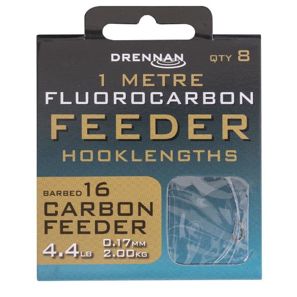 Drennan Fluorocarbon Feeder Hooklengths Carbon Feeder - Size 16