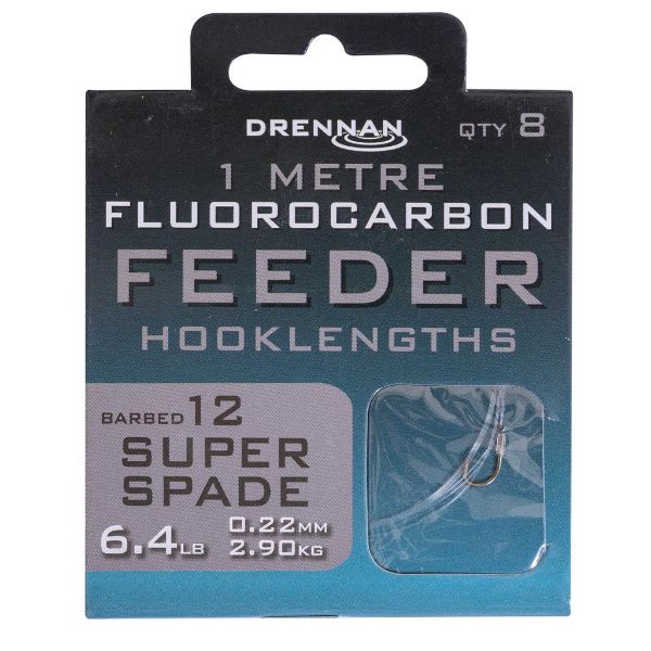 Drennan Fluorocarbon Feeder Hooklengths Super Spade - Size 12