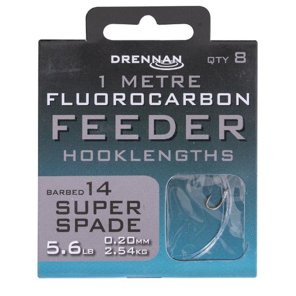 Drennan Fluorocarbon Feeder Hooklengths Super Spade - Size 14