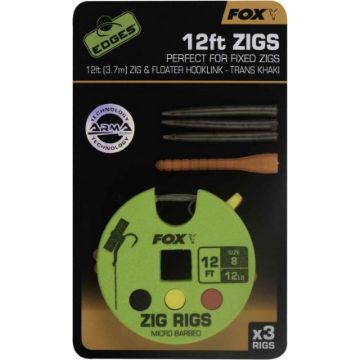 Fox Edges Zig Rig 12lb 12ft x 3 Fox Edges Zig Rig 12lb 12ft x 3