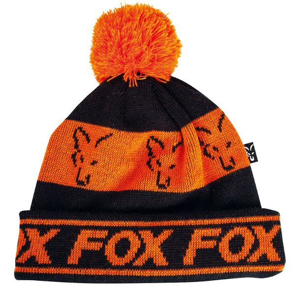 Fox Black / Orange Lined Bobble Hat