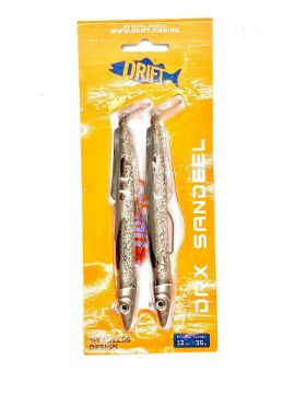 Drift DRX Weedless Sandeel 13cm 35g Double Combo - Black / Silver Drift DRX Weedless Sandeel 13cm 35g Double Combo - Black / Silver