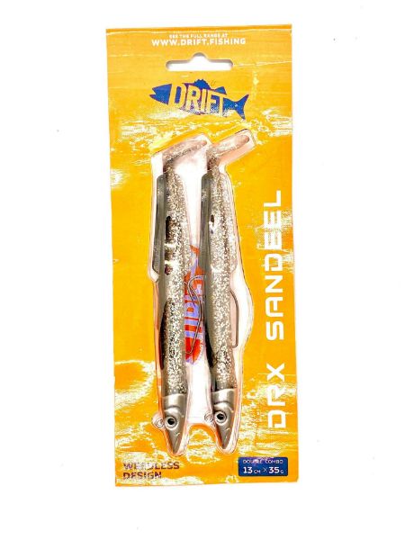 Drift DRX Weedless Sandeel 13cm 35g Double Combo - Black / Silver