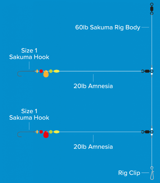 Sakuma 2 Hook Flattie Rig - Size 1