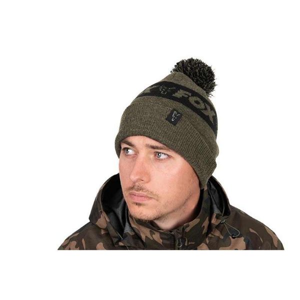 Fox Collection Bobble Hat Green and Black