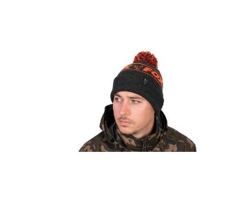 Fox Collection Black & Orange Bobble Hat Fox Collection Black & Orange Bobble Hat