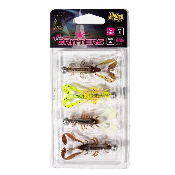 FOX RAGE ULTRA UV MICRO CRITTER MIXED COLOUR LOADED LURE PACK