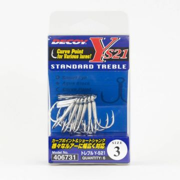 Decoy Y-S21 Standard Treble Hooks - Size 6 Decoy Y-S21 Standard Treble Hooks - Size 6