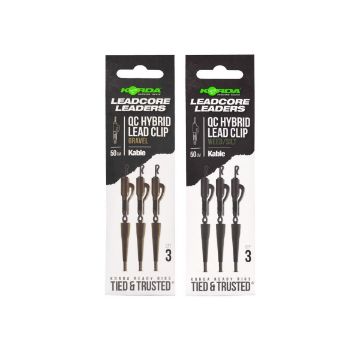 Korda Kable Leader Hybrid Lead Clip QC Swivel 50cm - Weed  Korda Kable Leader Hybrid Lead Clip QC Swivel 50cm - Weed
