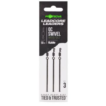 Korda Kable Leadcore Leaders QC Swivel - Weed / Silt Korda Kable Leadcore Leaders QC Swivel - Weed / Silt