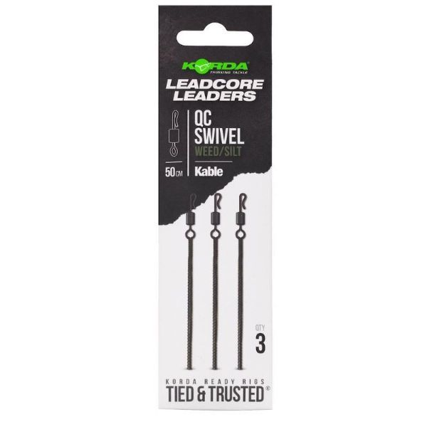 Korda Kable Leadcore Leaders QC Swivel - Weed / Silt