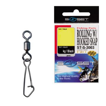 Sunset ST-S-3003 Rolling Swivel With Hooked Snap 10pk Sunset ST-S-3003 Rolling Swivel With Hooked Snap 10pk