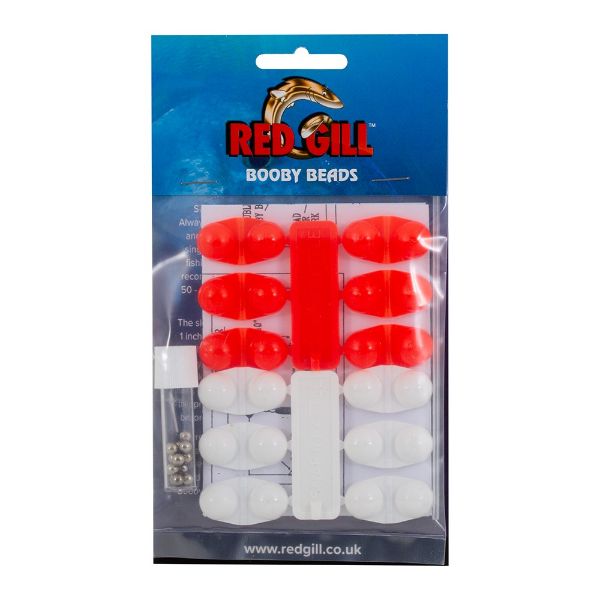 Red Gill Booby Beads - Red and White