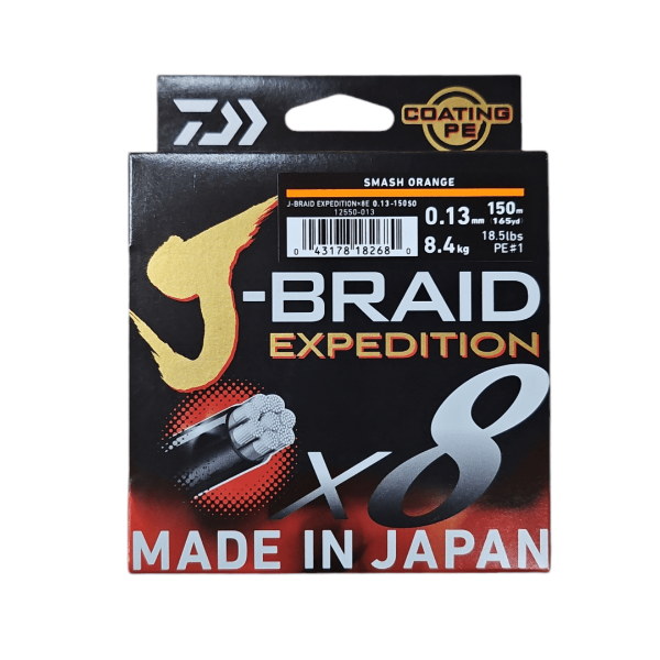 Daiwa J-Braid Expedition X8 Smash Orange 150m