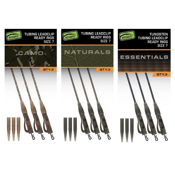 Fox Edges Tubing Leadclip Ready Rigs Size 7 - Naturals