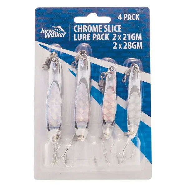 Jarvis Walker Chrome Slice Lure 4 pack - 21g / 28g