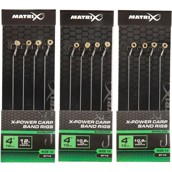 Matrix X8 X-Power Carp Band Rigs 10cm - Size 14